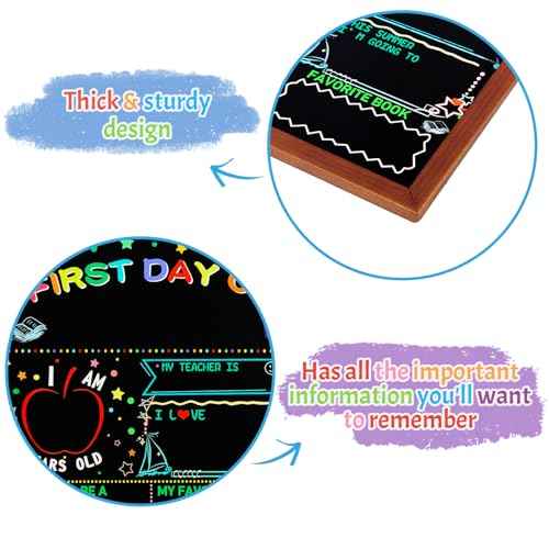First and Last Day of School Double Sided Sign with Frame- 14¡±x11¡± Reusable Dry Erase Board - Back to School Supplies for Kindergarten Preschool