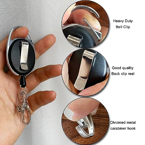 HoAoOo 2-Pack Retractable Badge Reel with Claw Clasp & Clip for ID Card Holders