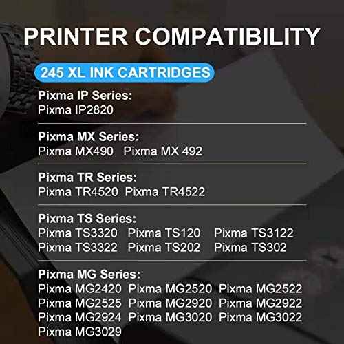 Remanufactured 245XL 246XL Combo Pack Ink Cartridge Replacement for Canon Pg-245Xl Cl-246Xl PG-243 CL-244 to use with Pixma MX492 MX490 MG2522 MG2520 MG2420 MG2920 MG2922 MG3022 MG3029 (2-Pack)