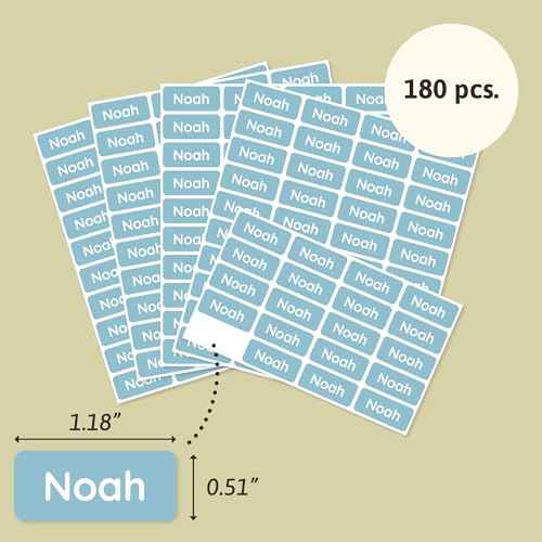 Personalized Name Labels for Kids (180) ? Custom Waterproof & Durable Stickers for Clothing, Daycare, Office & School Supplies - Solid Color