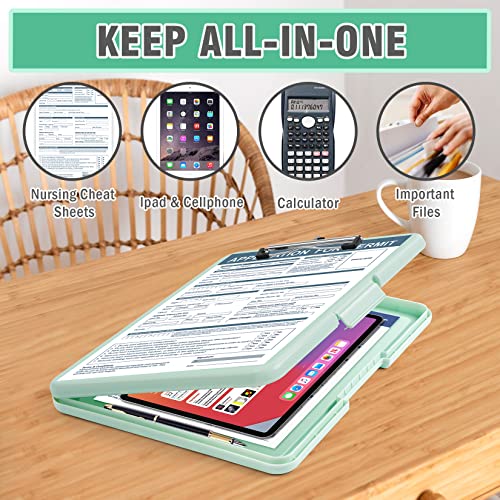 ANZNKU Green 13x9.6x0.94 in Clipboards with Storage - Foldable Nursing/Medical Clipboard