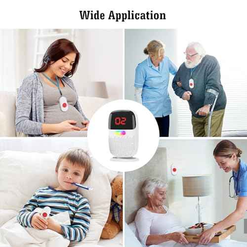 Caregiver Pager System with Digital Display for Elderly Assistance, Fall Prevention, and Nurse Calling£¬Wearable Wireless Pager for Patient Help at Home (2 Call Buttons + 2 Receivers)