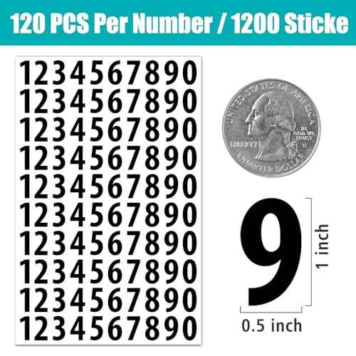 1200 PCS Number Stickers, 1" Waterproof Mailbox Number Label, Consecutive Numbers 0-9, Self-Adhesive and Residue-Free, Ideal for Mailboxes, Storage Boxes, Organizers, Cabinets and More