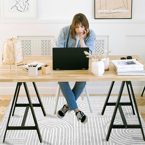 Chakme 45x60 Grey Ink Office Chair Mat for Hardwood Floors, Nonslip Computer Desk Protector