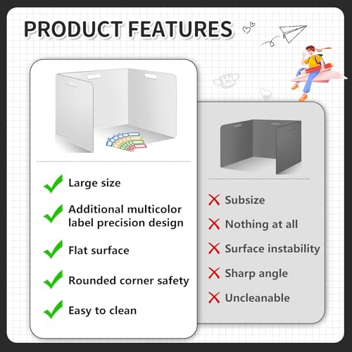 30 Pcs Desk Dividers for Students 14 ¡¿ 17.5 ¡¿ 14 Inch Plastic Durable and Waterproof Privacy Folders Shields Test Dividers with Classroom Privacy Boards for School Study Teacher Supplies (White)