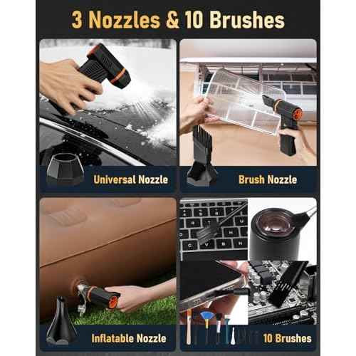 EVEAGE Compressed Air Duster, 180000RPM 4-Gear Adjustable Electric Air Duster with Display Screen & LED Light, 5000mAh Rechargeable Cordless Air Blower for Keyboard/PC/Car/Home Cleaning Reusable