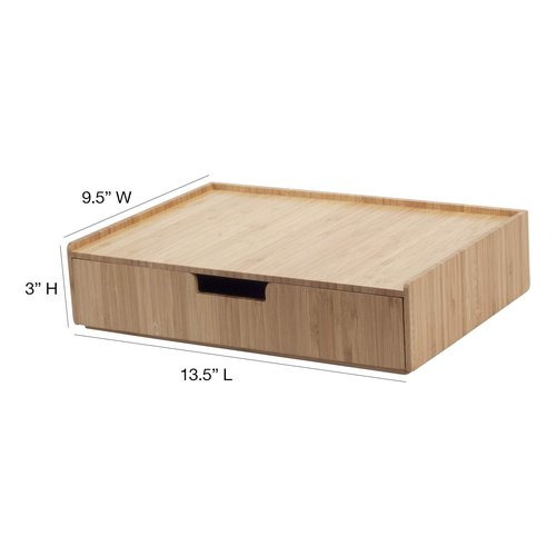 Mobilevision Large Bamboo Drawers (Set of 2) For Monitor Stand & Stackable Storage Solution for office products pens, pencils, scissors, notepads, business cards and more