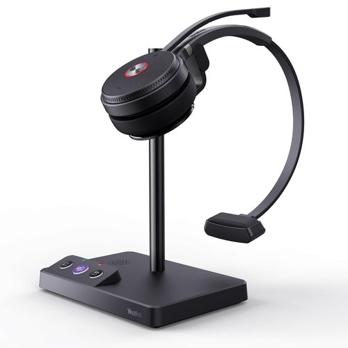 Yealink WH62 DECT Mono Teams Wireless Headset, 525 ft Range Work Headphone with 2X Noise Canceling Mic for IP Phone and Computer, Single Ear Headset with Call Control, Ringer,13H Talk Time