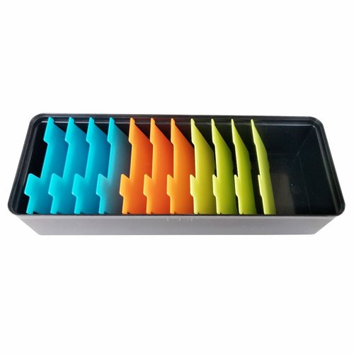 Business Card Organizer: 500 Card Storage Box with 11 Dividers
