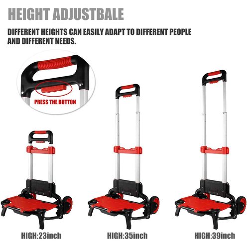 APOXCON Folding Shopping Cart with Removable Waterproof Bag and Bungee Cord, Heavy Duty Push Cart with Mute Wheels, Portable Hand Truck for Shopping, Groceries, Travel and Office Use
