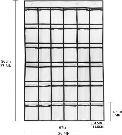 Skiennix 36-Pocket Classroom Pocket Chart - Ideal Cell Phone & Calculator Holder | White