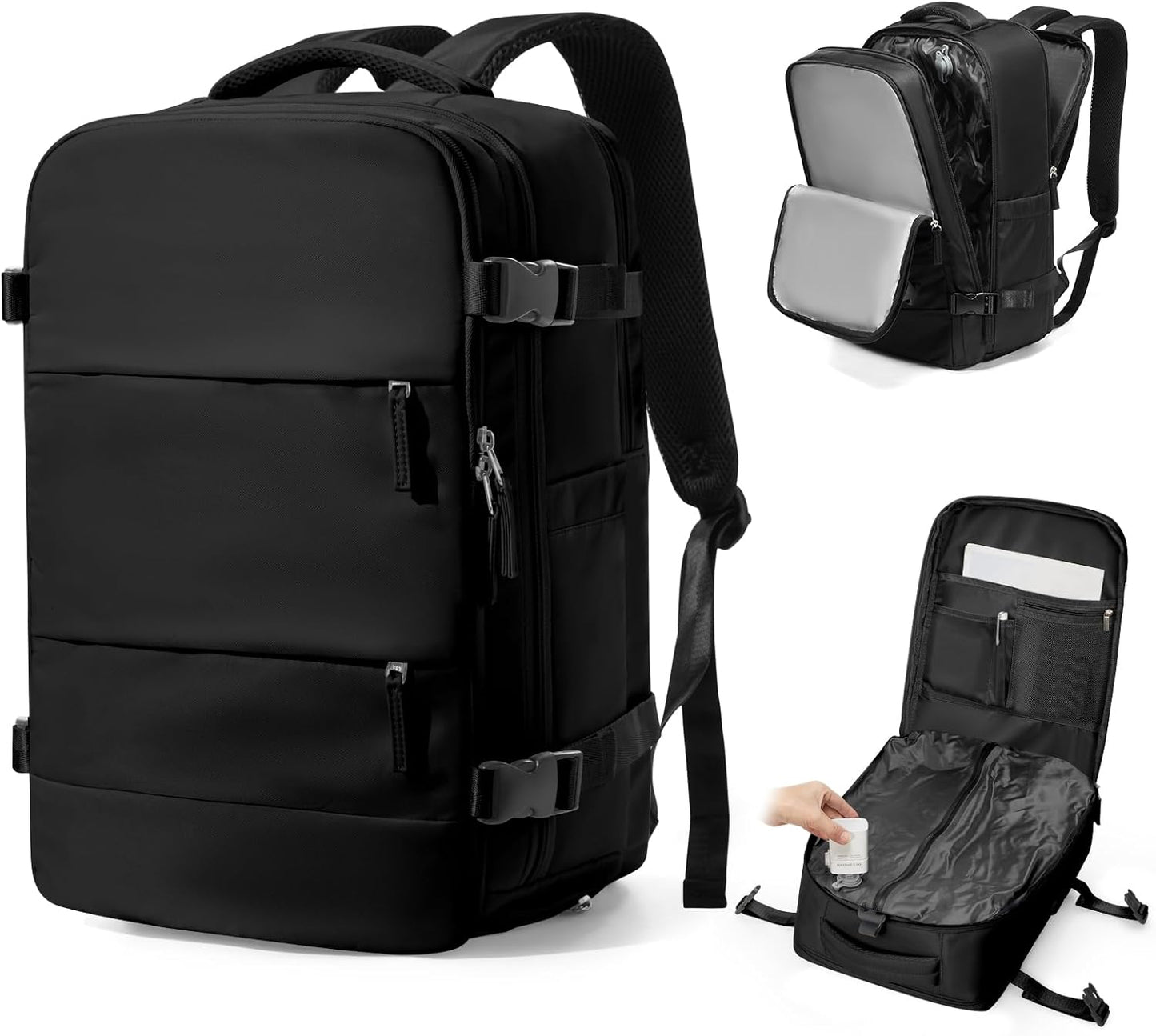 Skiennix Vacuum Backpack - Large Travel Backpack with Pump | Flight Approved, Waterproof, Black 18x14x8