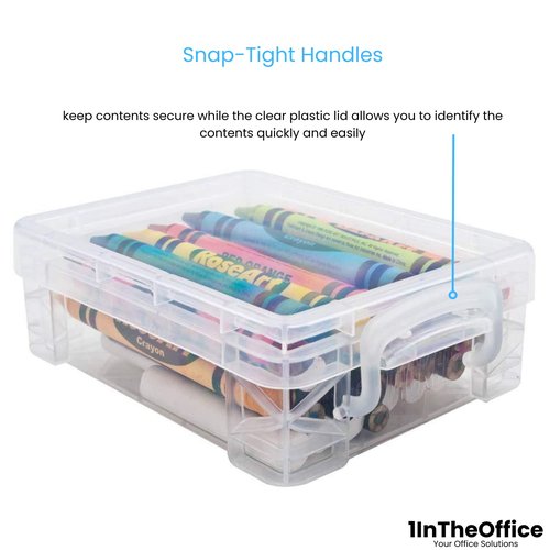 1InTheOffice Crayon Box, Stackable Clear (4 Pack.)