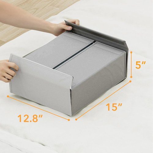 Pfima pack of 4 Bed Sheet Organizers and Storage, Foldable Sheet Organizer for Linen Closet, Sheets Set Folder Keeper with Window XL (Queen & King Size) Organizing Bedding Container, Gray