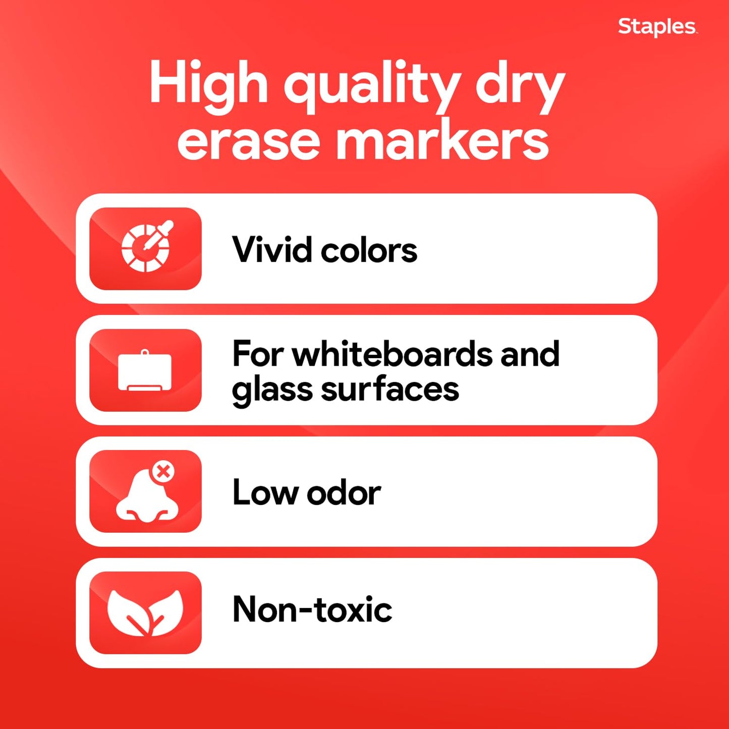 STAPLES Low Odor Dry Erase Markers, Fine Tip, Black, 36 Pack – Remarx Precision Whiteboard Markers for Offices & Classrooms