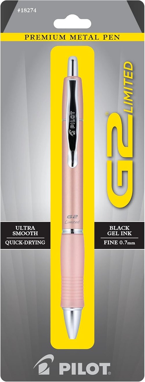 PILOT G2 Limited Gel Pen - Refillable & Retractable, Fine Point, Rose Gold Barrel, Black Ink