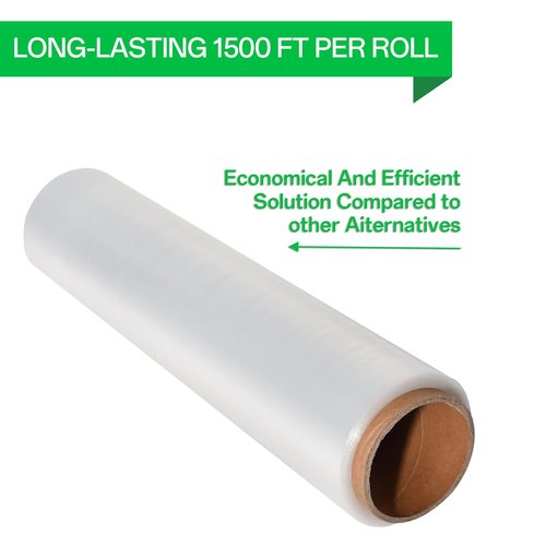 18 Inch Stretch Wrap Roll, Heavy Duty 1500ft Shrink Wrap Roll, Clear 80 Gauge Industrial Strength Stretch Film, Plastic Wrap for Pallet Wrapping Shipping Moving(4 Pack)