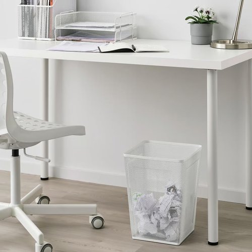 6.25 gallons Square Mesh Waste Wastebasket Pack of 2, Lightweight Waste Metal Basket Garbage Can, Metal Trash Bin Ideal for Kitchen Home Office Dorm Living Desk Bedroom, White