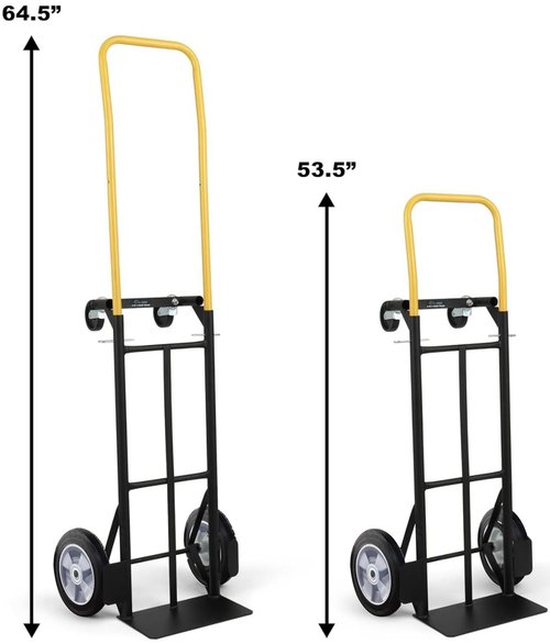 SIMPLI-MAGIC 2 in 1 Convertible Hand Truck and Dolly, 800LBS – Heavy-Duty Moving Dolly Cart with 10" Flat Free Rubber Wheels & Handle
