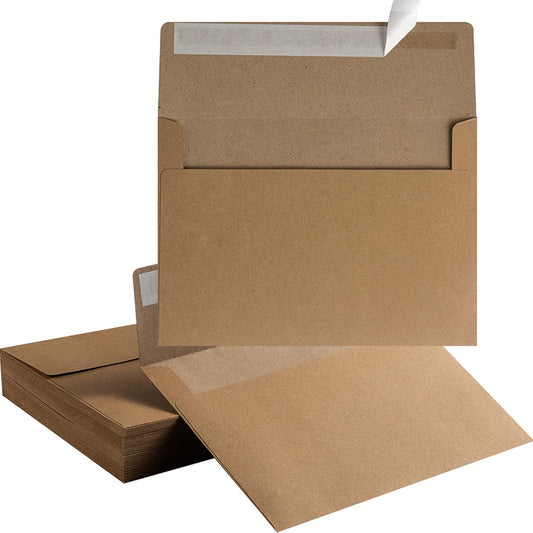 50 Pack 5 x 7 Envelopes A7 Self Seal, 5.24 x 7.21 Inches, Brown