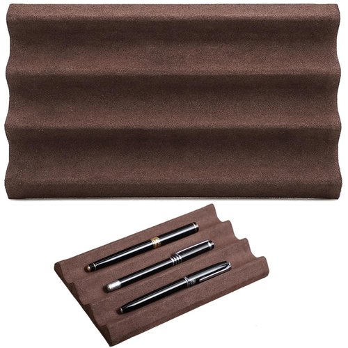 EURYNOME Genuine Leather Display Case and Stand, 3 Pen Holder for Desk
