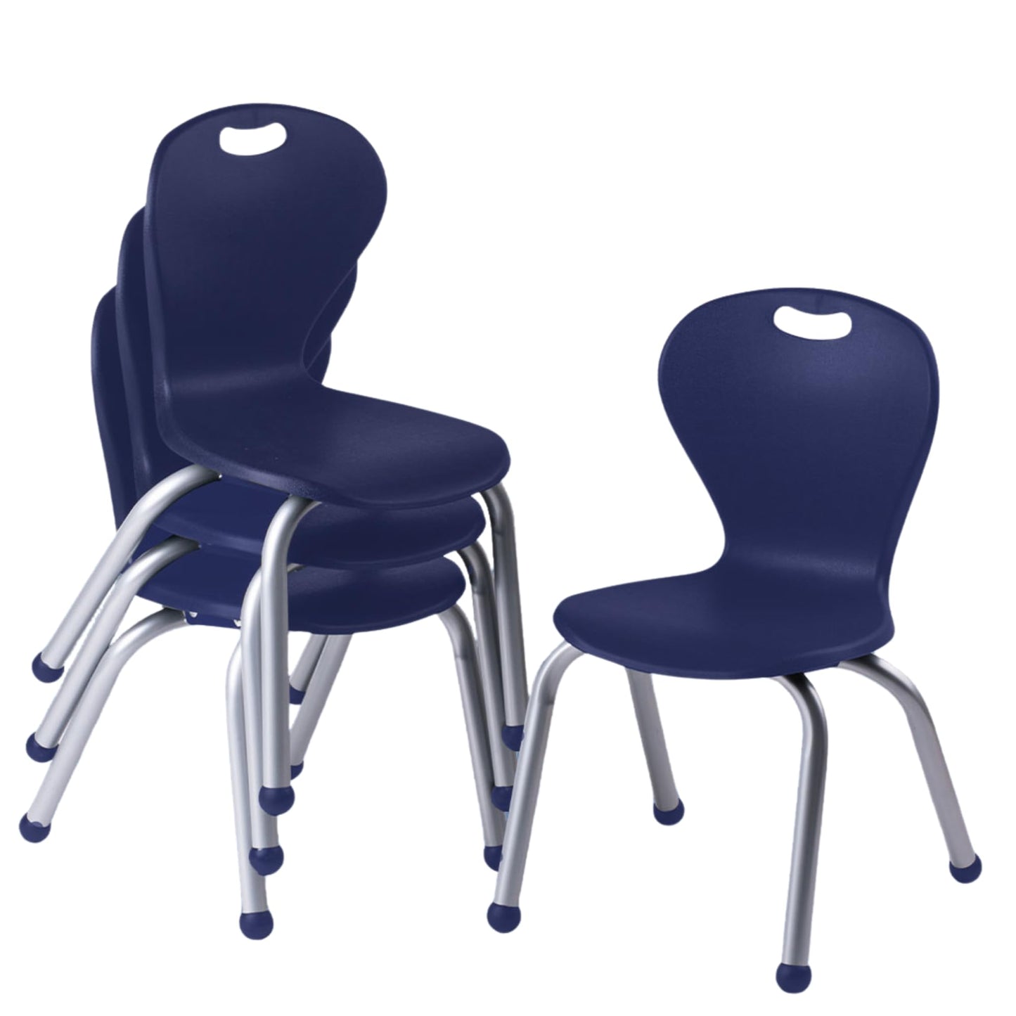 School Student Stack Classroom Chair - Choose 12" 14" 16" 18" Seat Height - Ergonomic Molded Seat Shell with Robust Riveted Frame - for Class Rooms in Home Learning of Office - Pack of 4 Chairs