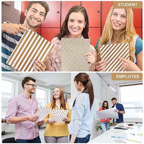 Estune 32 Pcs Decorative Hanging File Folders Letter Size Cabinet File Folders Organizers with 1/5 Cut Adjustable Tabs for Office Desk School Filing Cabinet Home(Gold Stripe)