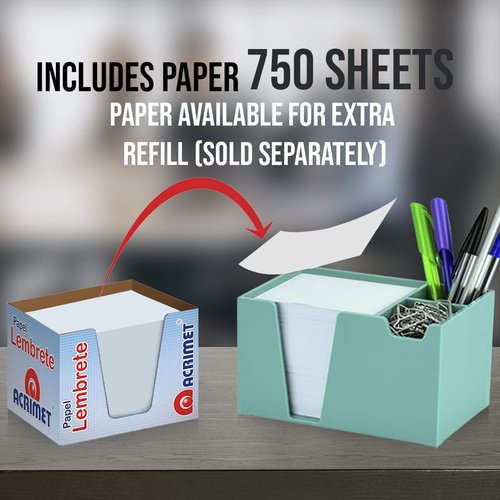 Acrimet Desktop Organizer Pencil, Pen, Paper, Clip, Caddy Holder (Plastic) (White Paper Included) (Solid Green Color)