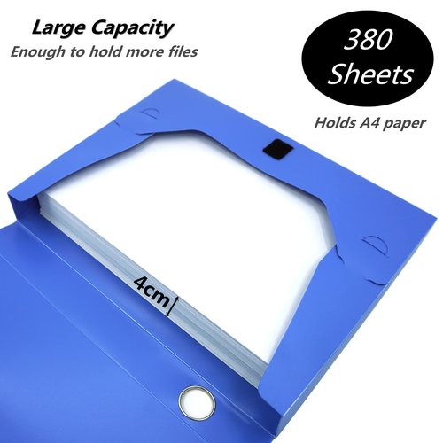 Hoiwigy A4 Document Box Plastic Archive Cases with Lid, 31×24x4 cm, File Folder Organizer Document Storage File Boxes for Office, School, Letter Size Paper (Blue (8 Packs))