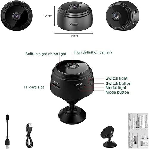 CIKSONT Secret Security Camera, Hidden Camera Wireless, Mini Wire-Free Monitor with Night Vision Function, WiFi Camear Outdoor Wireless 1080p HD (Black, 3)