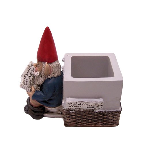 Gnome Sitting on Toilet Pen & Pencil Holder, Unique Desk Storage, Home & Office Stationary Decor, 6 Inches