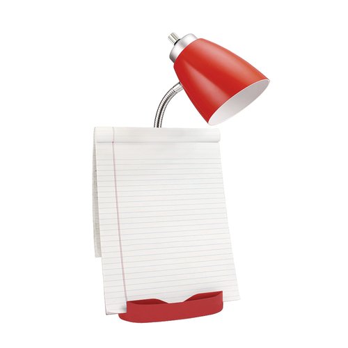 Simple Designs LD1002-RED Gooseneck Organizer Desk Lamp with iPad Tablet Stand Book Holder, Red - (Pack of 6)