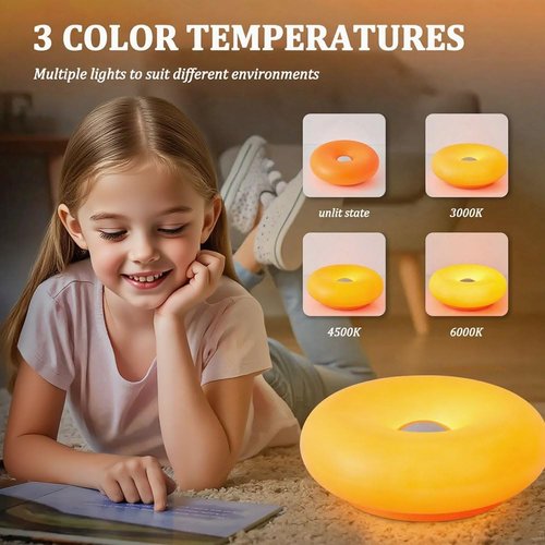 Guqkl Donut Lamp, Modern Design Led Bedside Desk Lamp with Durable Shade, Plug in Bedsided Wall Sconce Orange Donut Light for Bedroom Living Room (Orange-Plug-in-Touch Model)