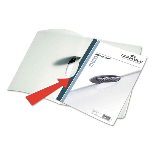 Durable Report Cover with SWINGCLIP - Letter-Size 8.5" x 11" Inches - Holds Up to 30 Pages - Clear Cover and Black Clip - Box of 25