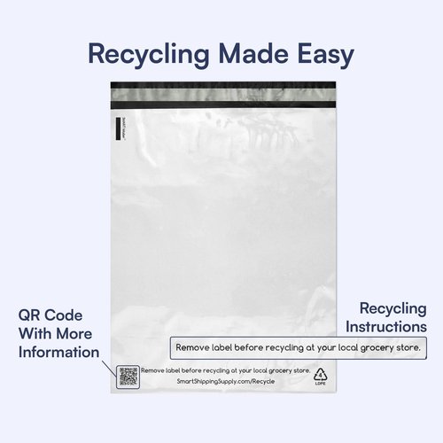 SMART 7.5x10.5 Recycled Poly Mailers - 200 Pack of White Eco-Friendly Packaging Mailing Bags | Recyclable & Sustainable, Cute & Stylish Small Business Supplies | 2.5 Mil Thick - 200 Pack