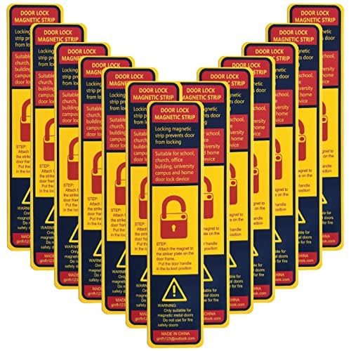 60 Pack Lockdown Magnetic Strips for School Office Public Business District Lockdowns Rapid Lockdown Magnet Strongest Lockdown Magnet 0.8mmThick (Yellow, Printed Version)