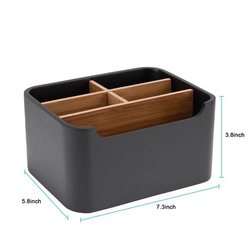 SZYRL Stylish Desk Organizer and Remote Control Holder in Black - Keep Your Workspace Tidy and Organized, Multi-Purpose Storage for Office Desktop Coffee Table Bedside Nightstand