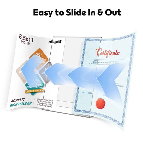 NIUBEE 24 Pack Acrylic Sign Holder 8.5 x 11 Inches Slanted Back, Clear Plastic Sign Holder Paper Display Table Stand for Office, Store, Restaurant