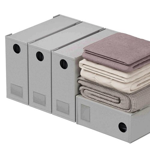 Pfima pack of 4 Bed Sheet Organizers and Storage, Foldable Sheet Organizer for Linen Closet, Sheets Set Folder Keeper with Window XL (Queen & King Size) Organizing Bedding Container, Gray