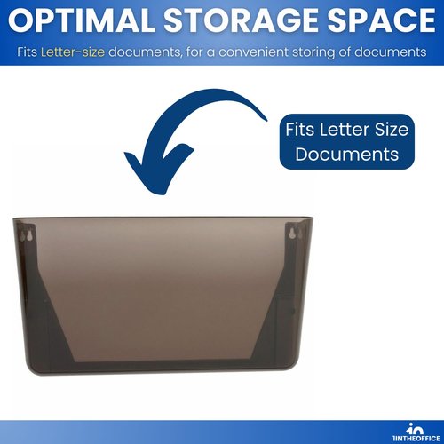 1InTheOffice Wall File Holder, Unbreakable 3-Pocket Plastic Letter Wall File, Plastic Wall Mount File Holder, 3 pocket wall file holder, Smokey Black, 3 Pocket