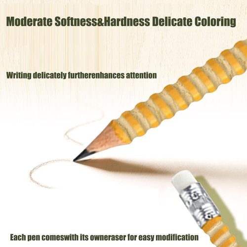 OHYEMISE Threaded Focus Pencil, Adhd Fidget Pencil, Special Threaded Pencils for Adhd Silent Tool Stress Relief Pen with A Sliding Nut That Moves for Office Work(2pcs)