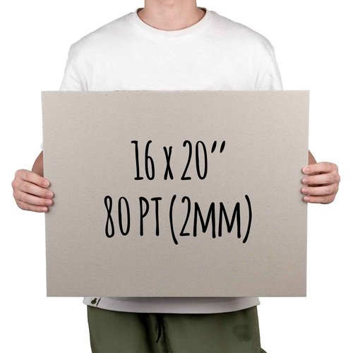 Heavy-Duty Chipboard Sheets 16 x 20 in - 80 PT (2mm) Thick - 20 Large Sheets of Chip Board for Binding Covers, Book Boards, Backing and Crafts - Sturdy Alternative to Thin Cardboard Sheets