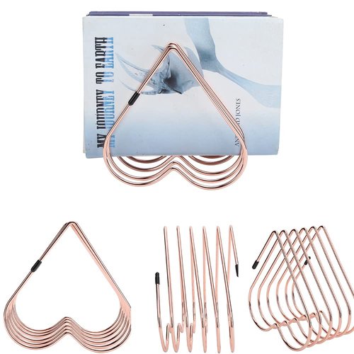 Watris Veiyi Files Folder Stand, Desktop Iron Storage Rack, Book Record Holder, Desktop Album Storage Rack, Vinyl Record Stand Holder, 5 Slot Heart Shaped File Holder for Desk (Rose Gold)
