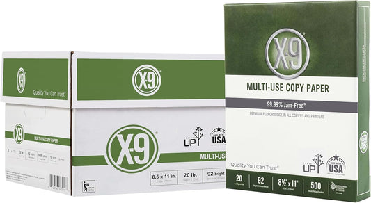 (8.5"" x 11"" Letter) - X-9 Multi-Use Print & Copy Paper, White, Brightness 92, Case of 10 Reams - 5,000 Pages Total (OX9001-CTN)
