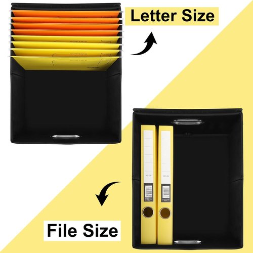 EXLIFBAG Portable File Organizer Box - Collapsible Filing Storage System for Home/Office | 3 Pack
