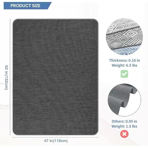 Chair Mat for Hardwood & Tile Floor, 47" x 52" Heavy Duty Office Chair Mat for Rolling Chairs Easy Glide, Anti Slip, Non-Curve, Floor Protector for Home Office, Gray