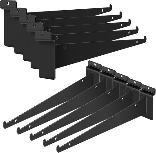 Heavy Duty Slatwall Knife Shelf Bracket - 8 Inch Metal Brackets for Slat Wall | Black Accessories