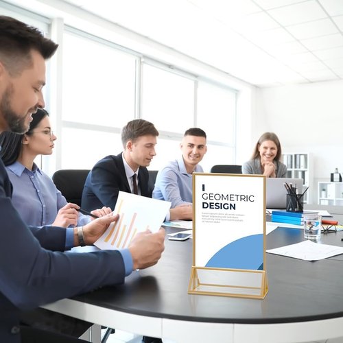 PPH-Sisy Acrylic Sign Holder - 12 Pack 5x7 Gold Frame Double-Sided Display Stand for Home & Office