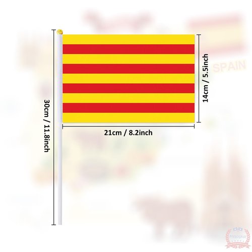 PTEROSAUR 50 Pack Catalonia Handheld Flag, 5.5x8.2 Inch Catalonia Autonomous Communities Hand Held Small Flag (50)