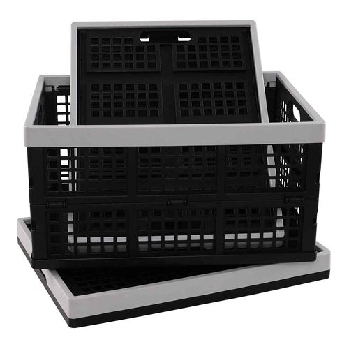 Esdiplot 3 Pack 34 Quart Large Plastic Collapsible Storage Crate, Plastic Folding Containers Bin Stackable Basket